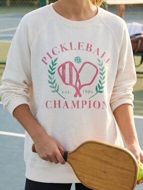 Wildfox Pickleball Champion Cream Graphic Sweatshirt